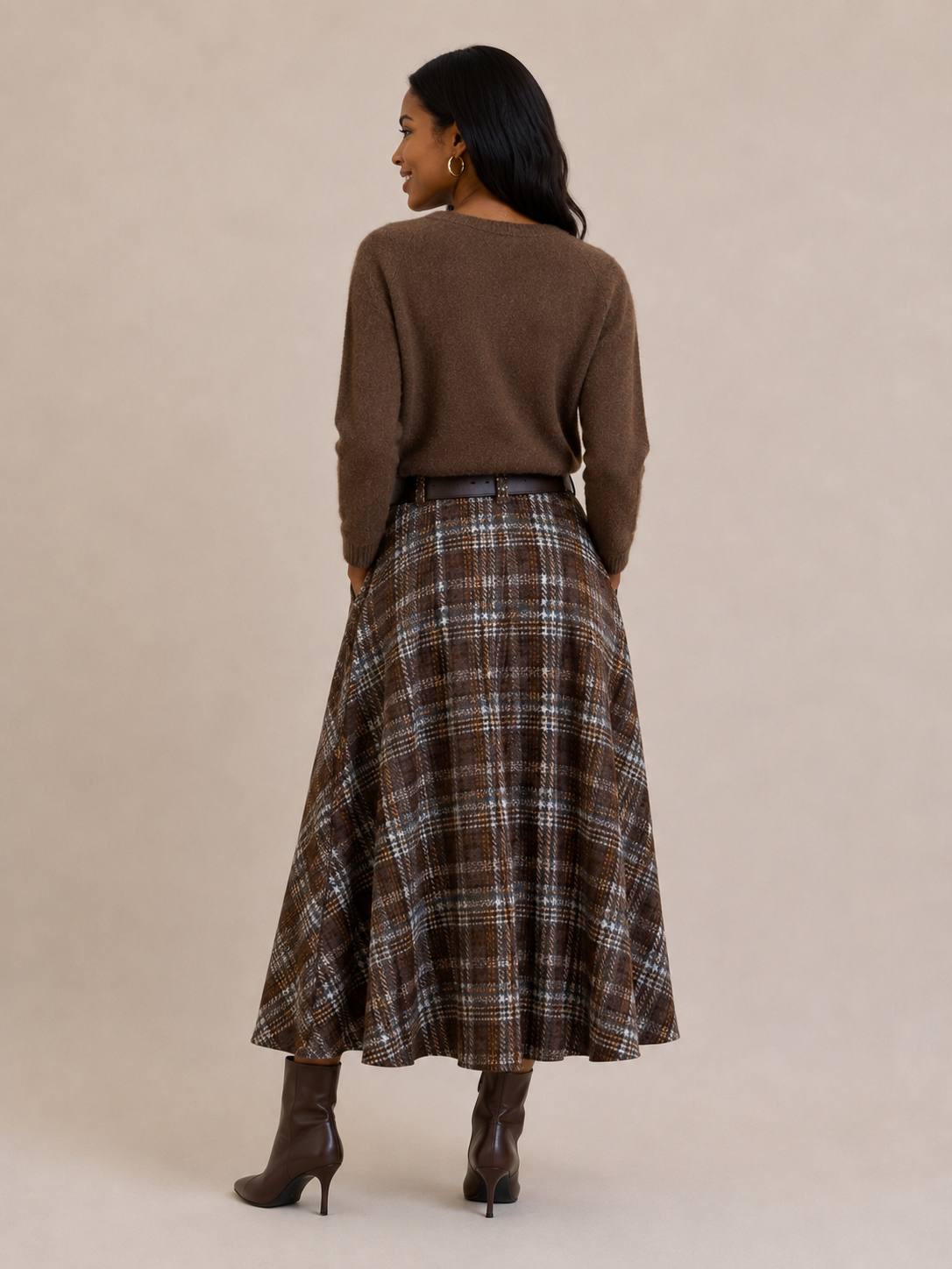 A-line check skirt