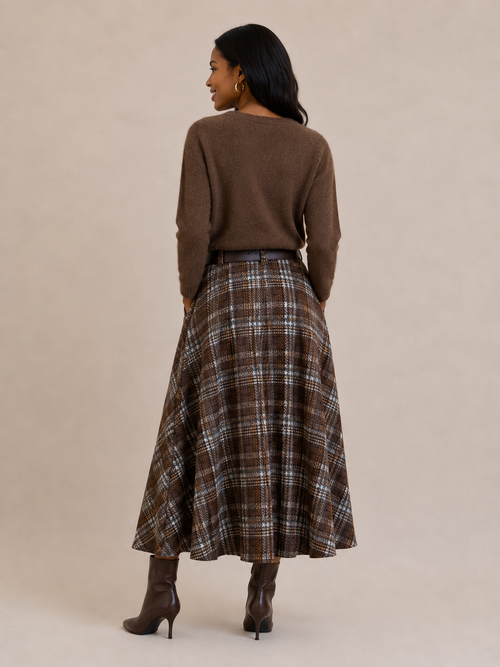 A-line check skirt