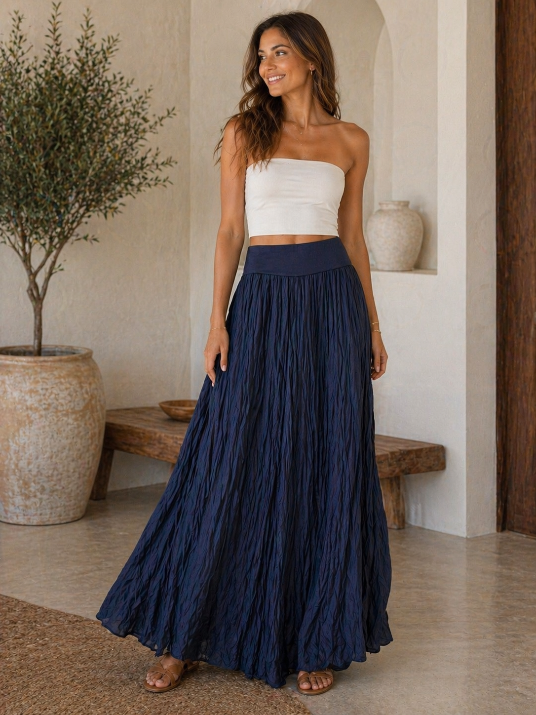 Crinkle Maxi Skirt/Dress