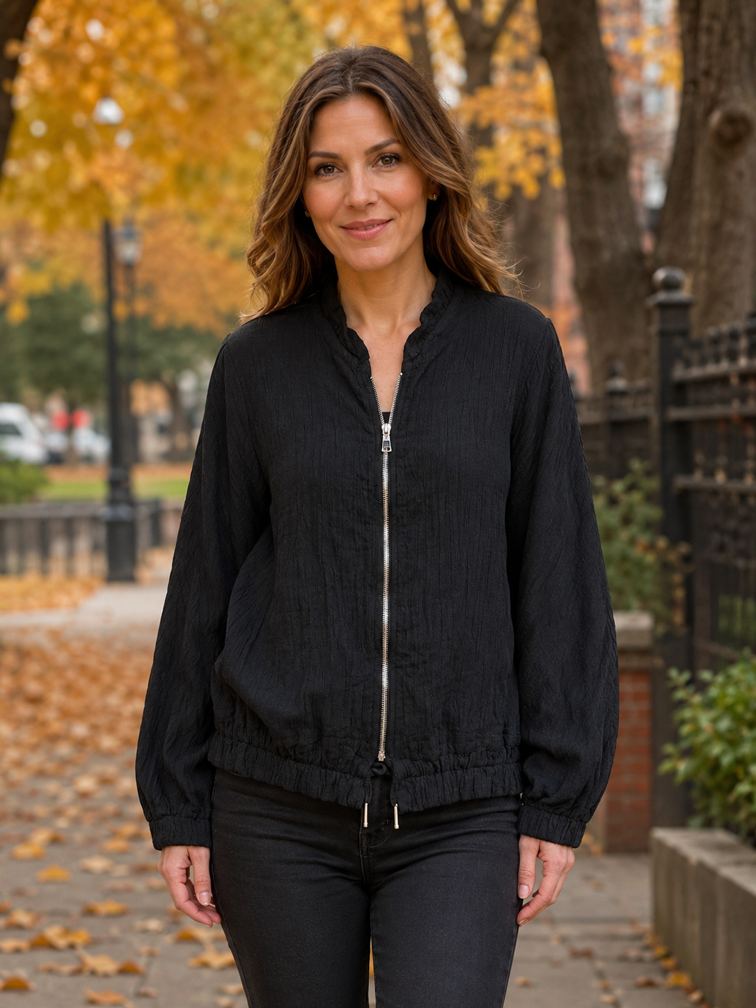 Textured Drawstring Jacket