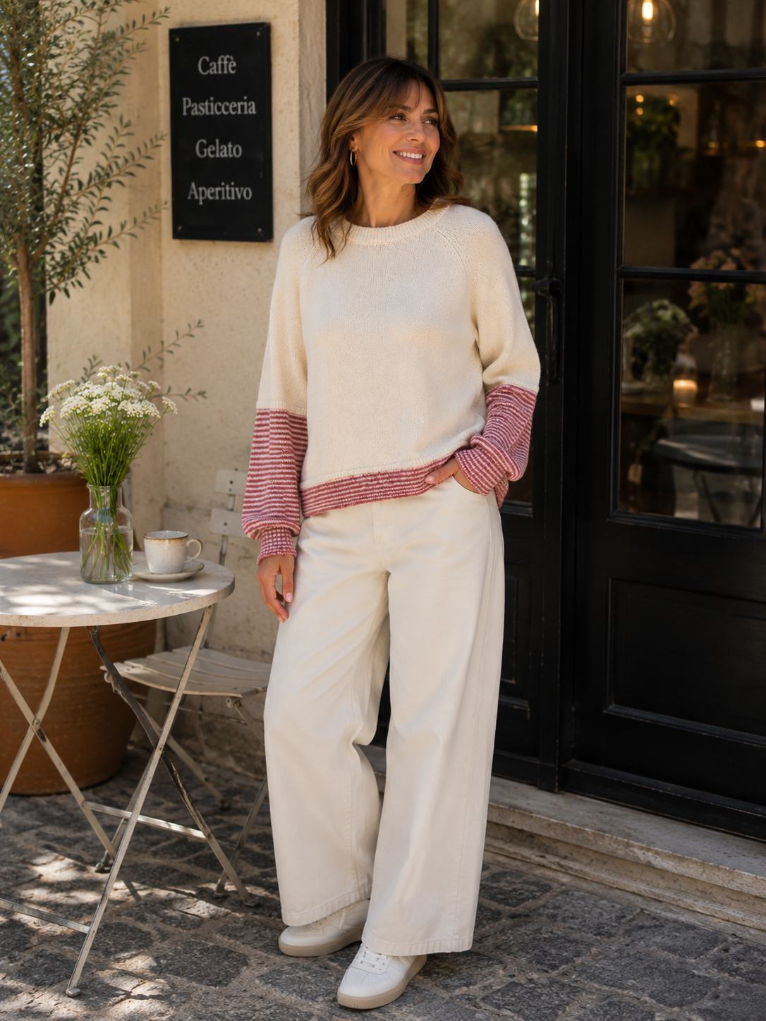 Relaxed Stripe Contrast Knit Jumper