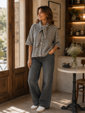 Tie Neck Fine Stripe Cardigan