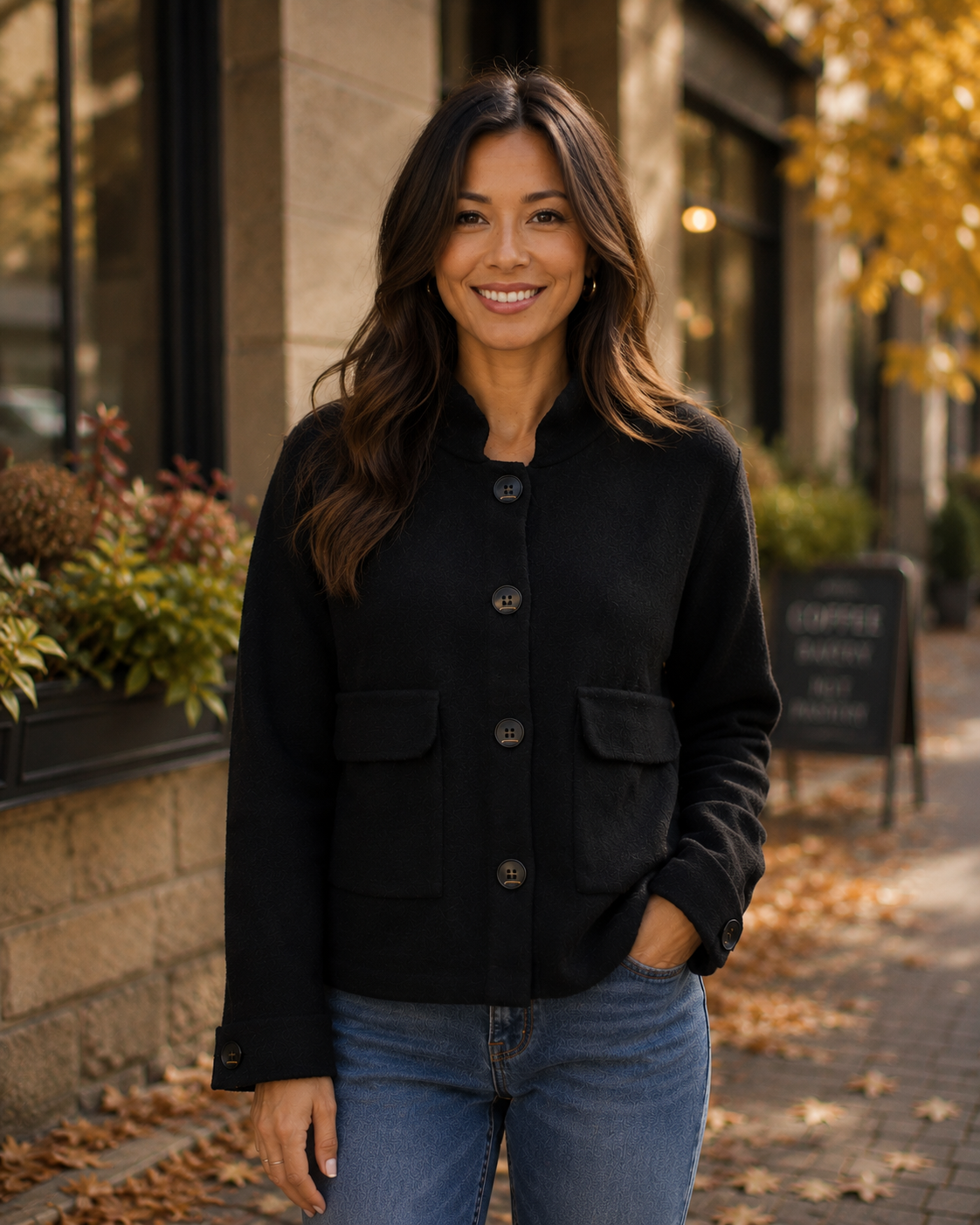 Rib Neck Knit Jacket