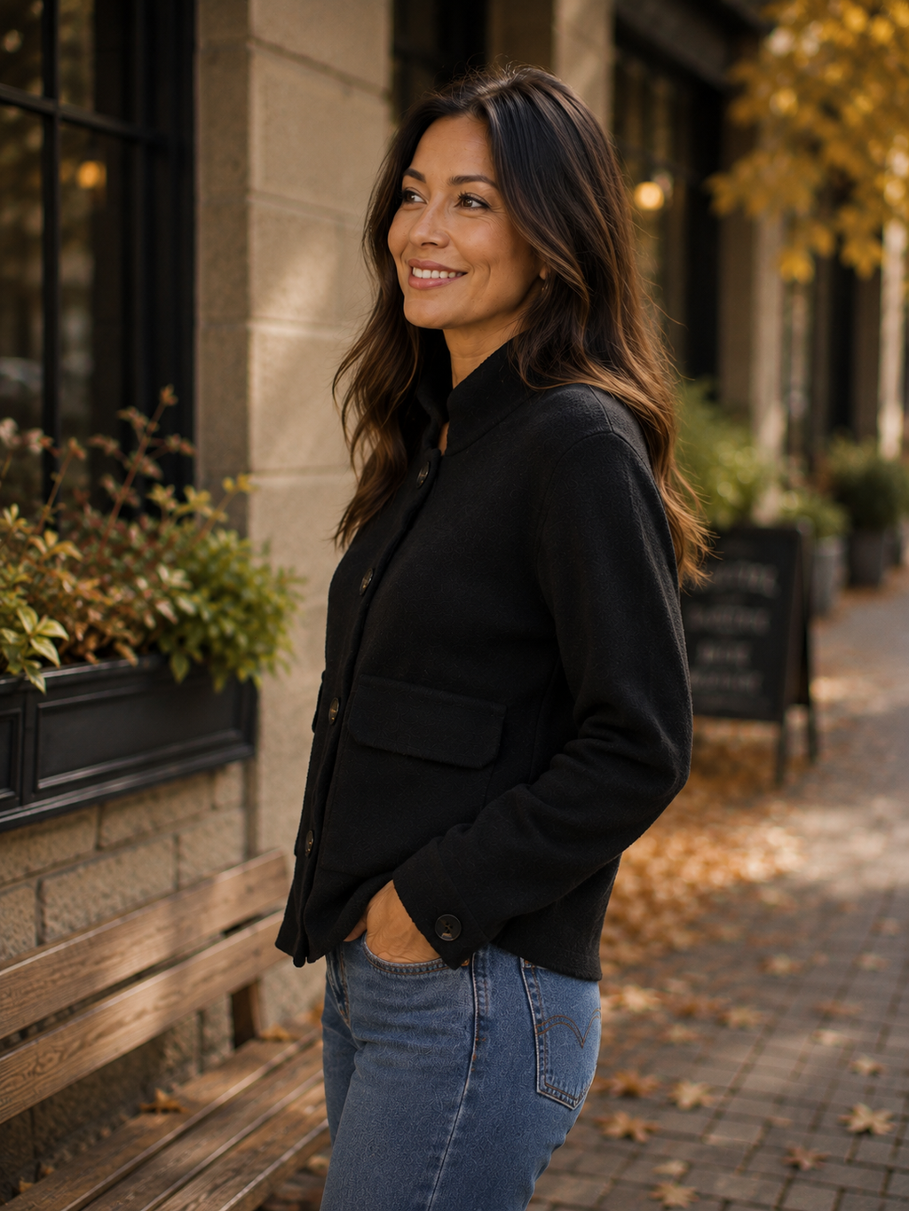 Rib Neck Knit Jacket