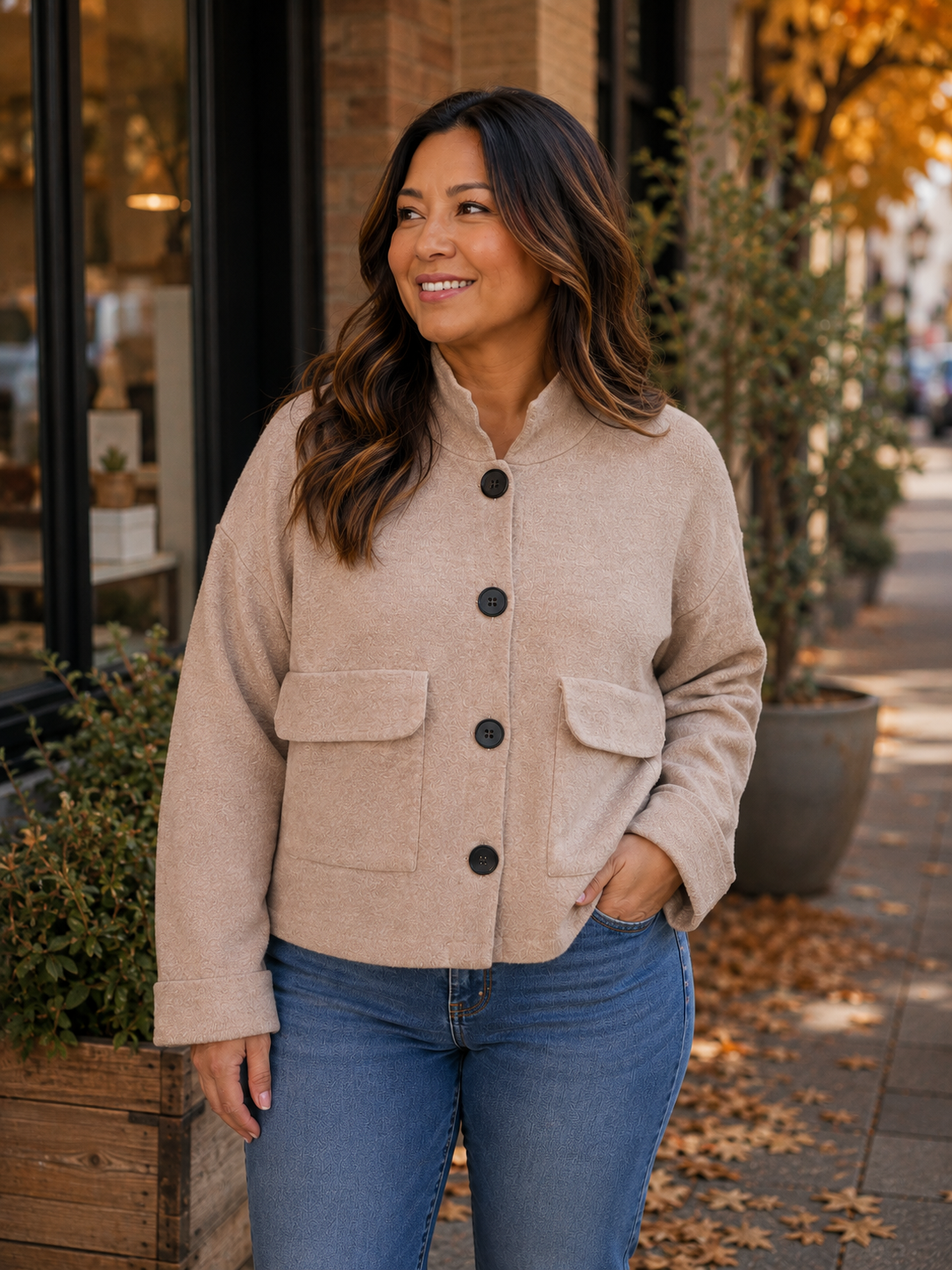 Rib Neck Knit Jacket