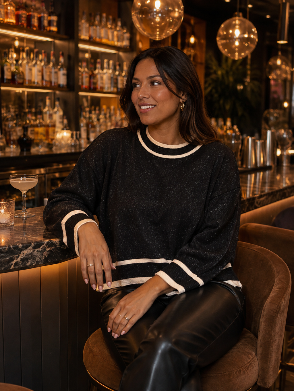 Contrast Trim Fine Knit Luxe Jumper