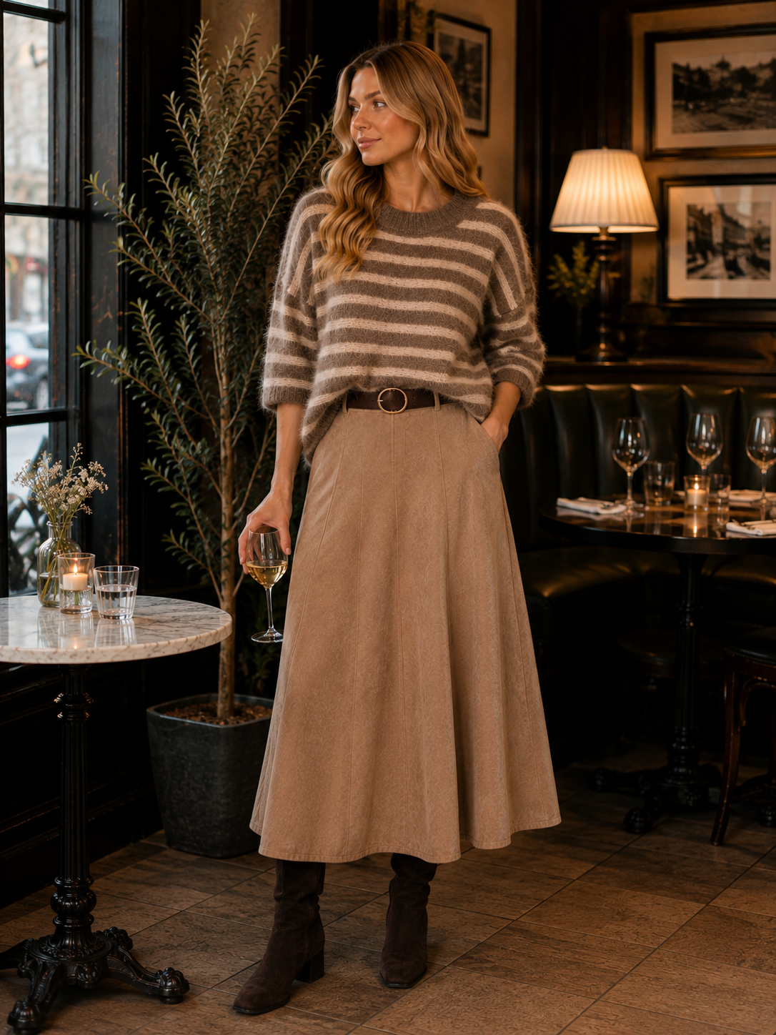 Round Neck Stripe Knitted Jumper