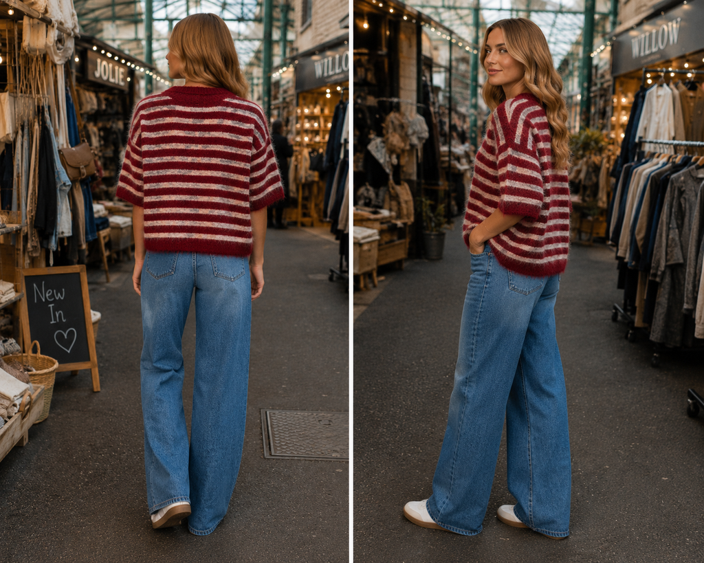 Round Neck Stripe Knitted Jumper