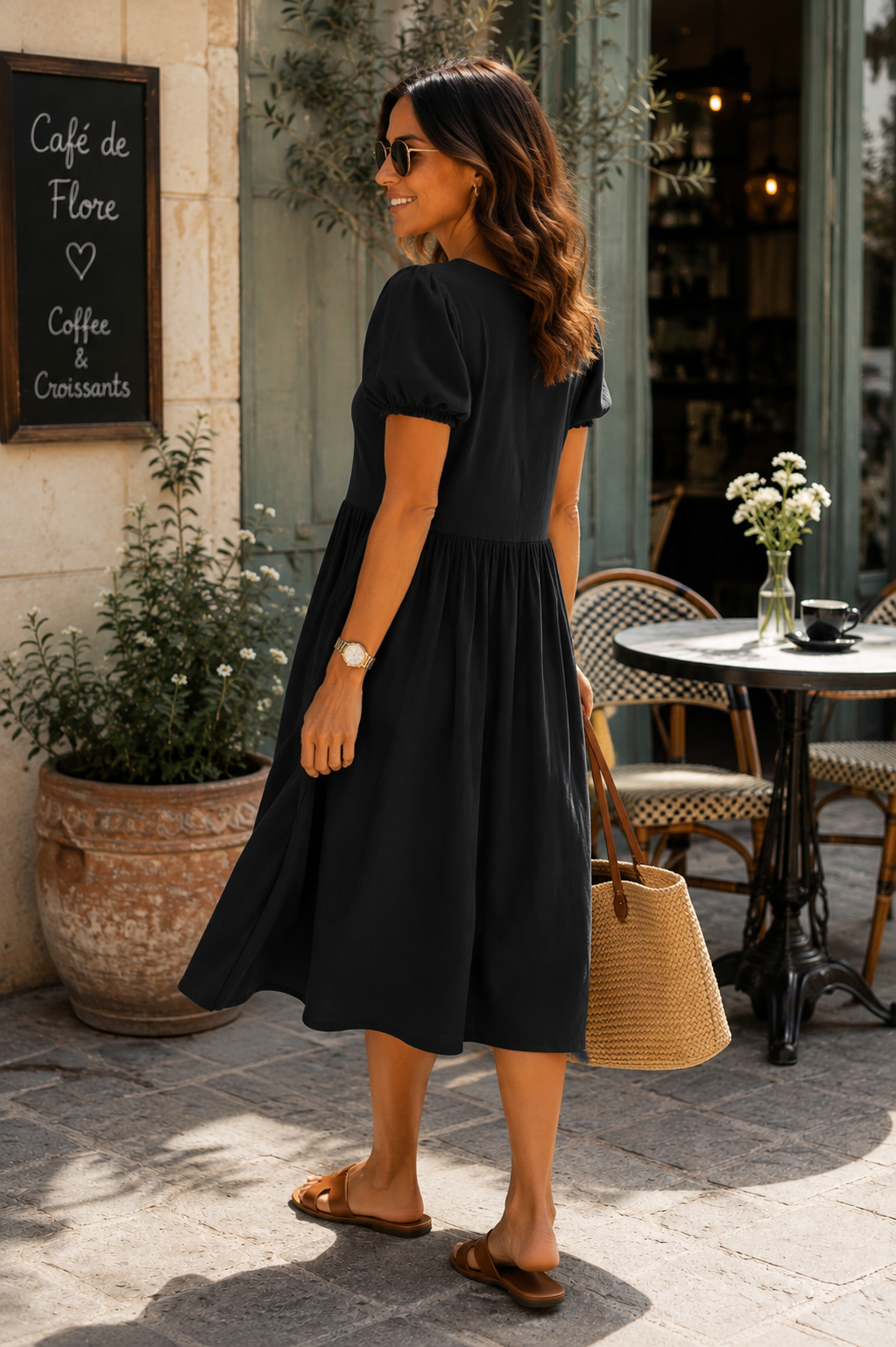 NEW IN! Cotton Puff Sleeve Midi Dress