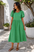 NEW IN! Cotton Puff Sleeve Midi Dress