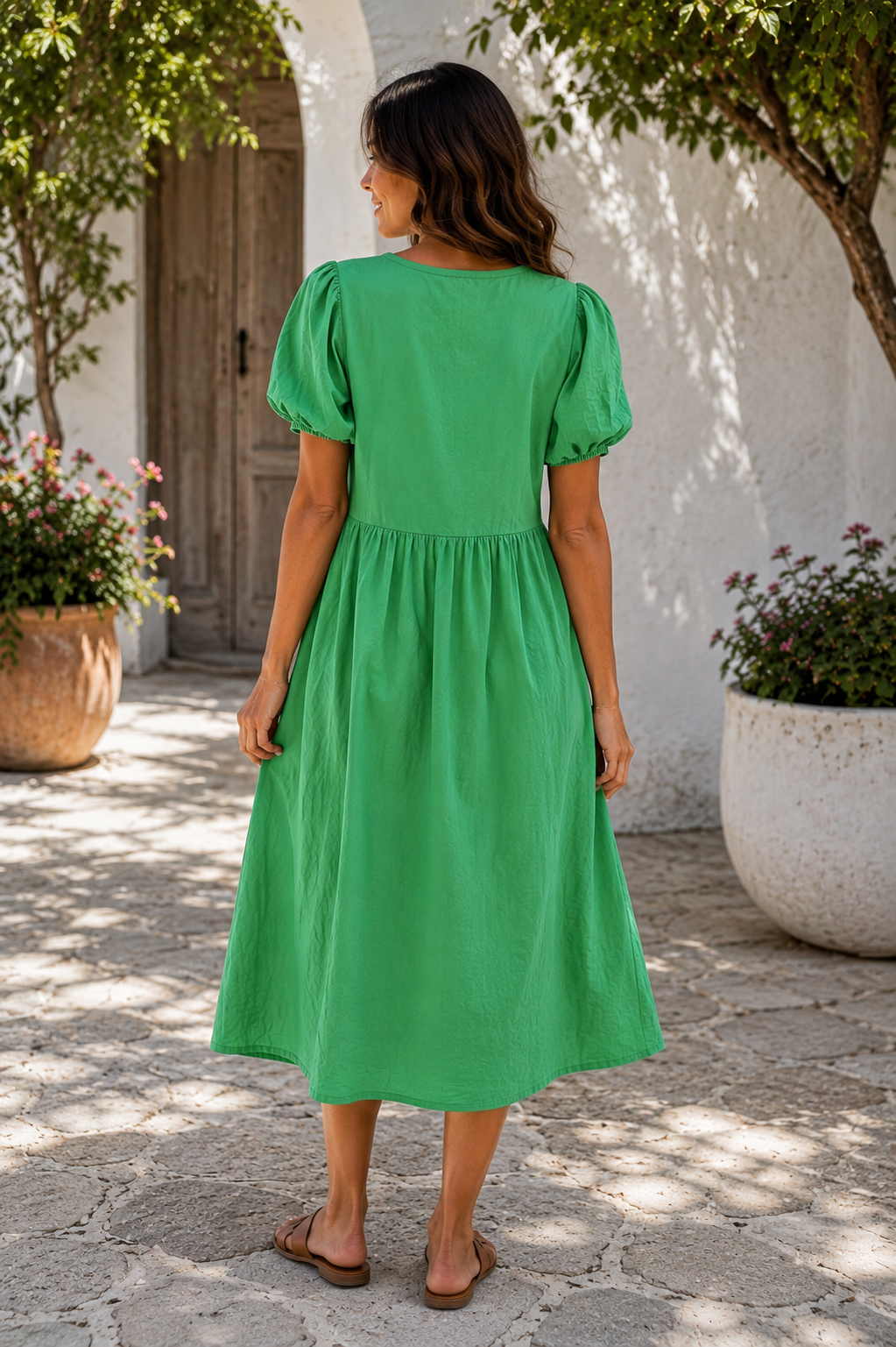 NEW IN! Cotton Puff Sleeve Midi Dress