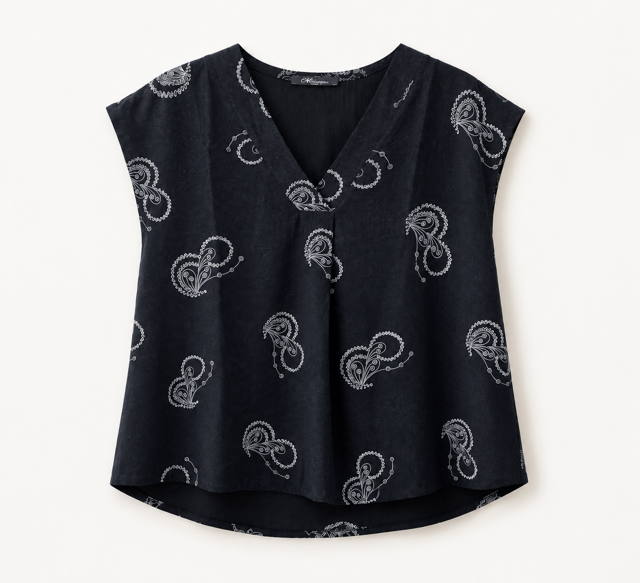 Short Sleeve Paisley V neck Blouse