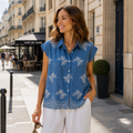 Short Sleeve Embroidered Button Shirt