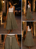 Tiered Maxi Skirt with Belt