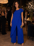 Cap Sleeve Asymmetrical Wrap Tunic + Trouser Co-ord