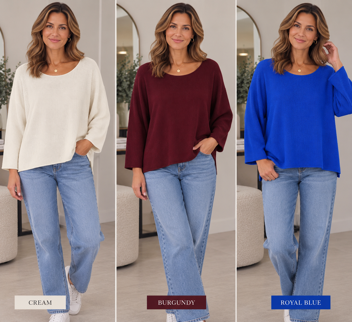 Round Neck Classic Fine Knit Jumper