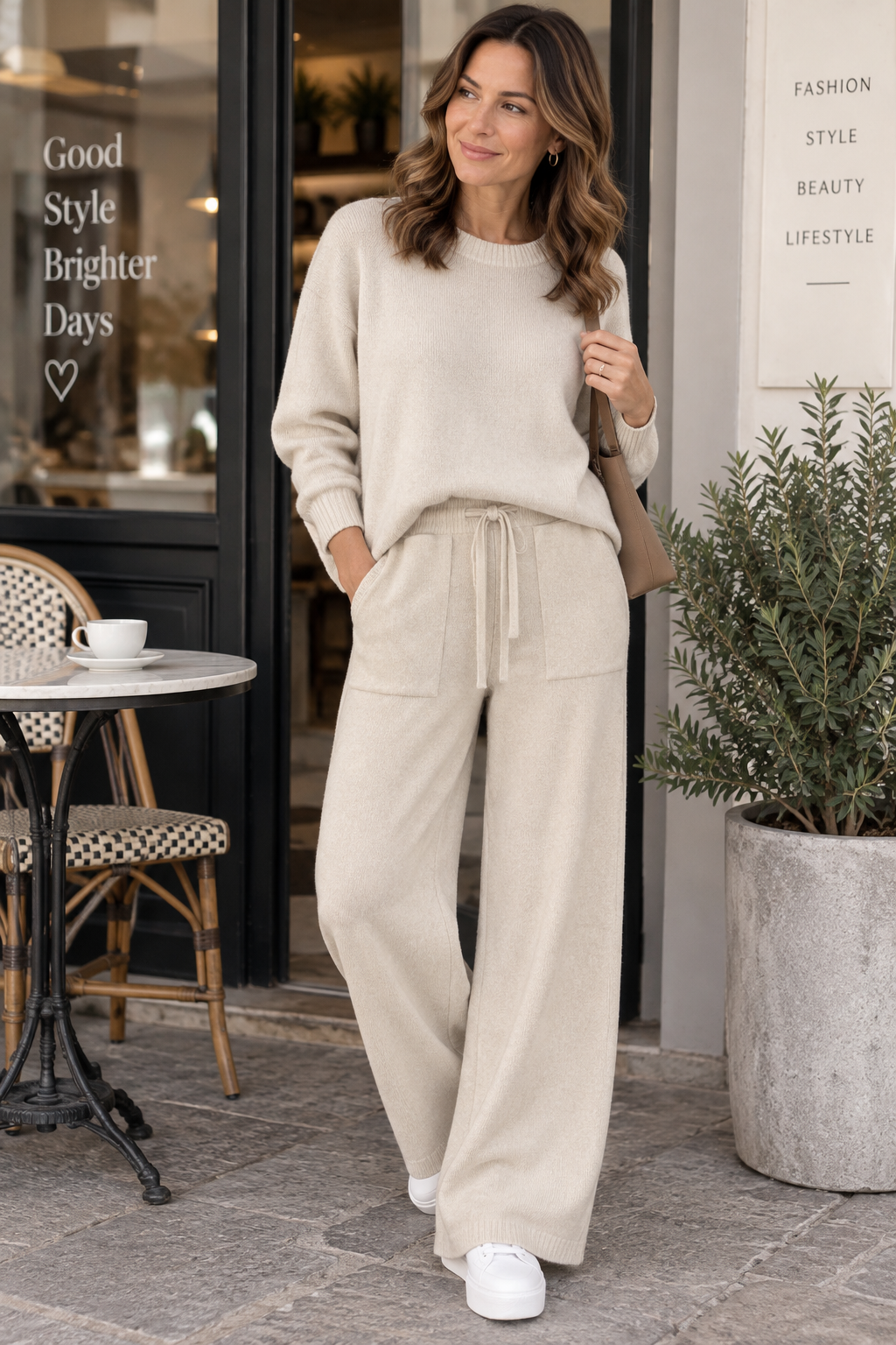 Knitted Pants With pocket and drawstring