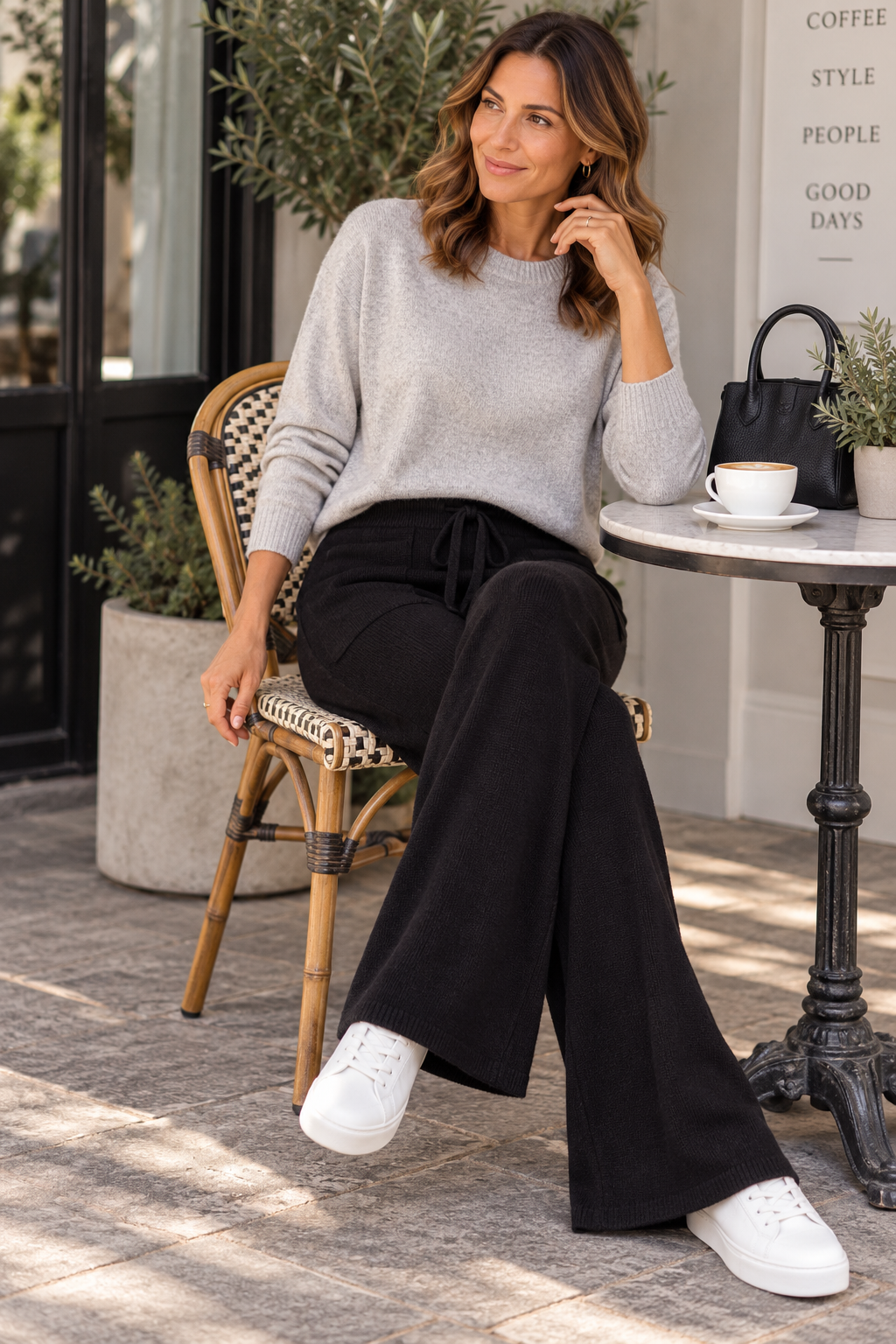 Knitted Pants With pocket and drawstring