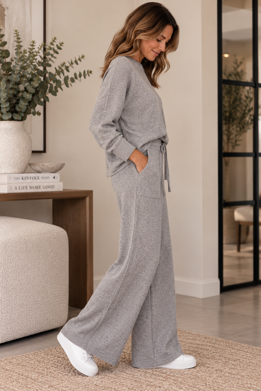 Knitted Pants With pocket and drawstring