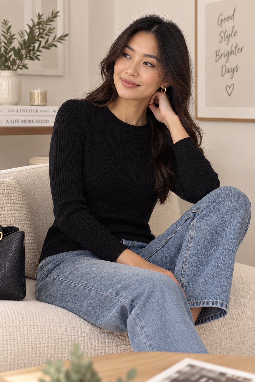 Round Neck Ribbed Jumper