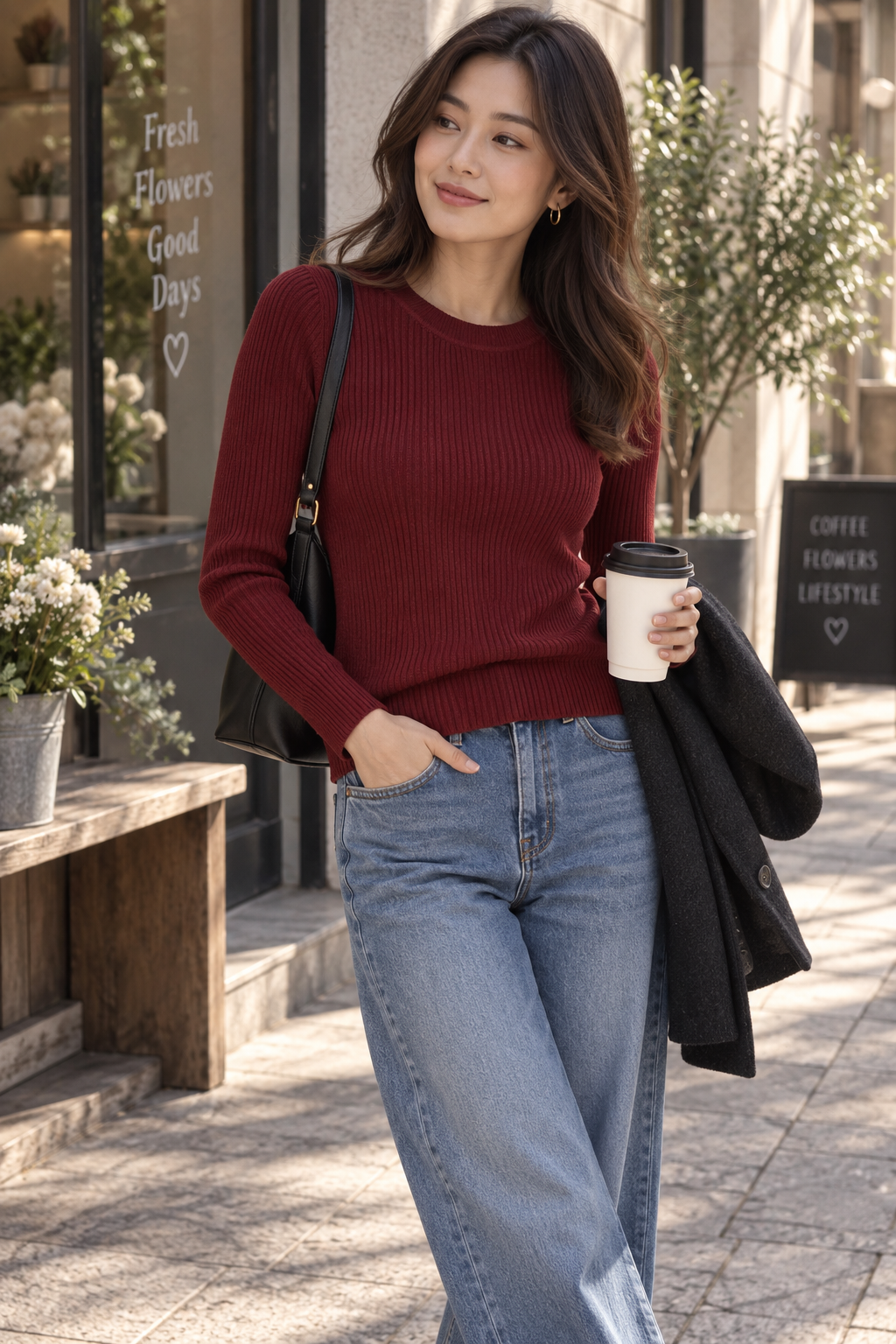 Round Neck Ribbed Jumper