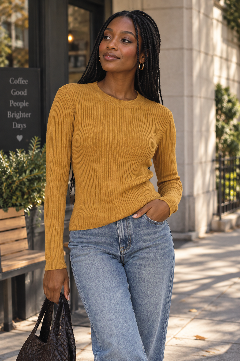 Round Neck Ribbed Jumper