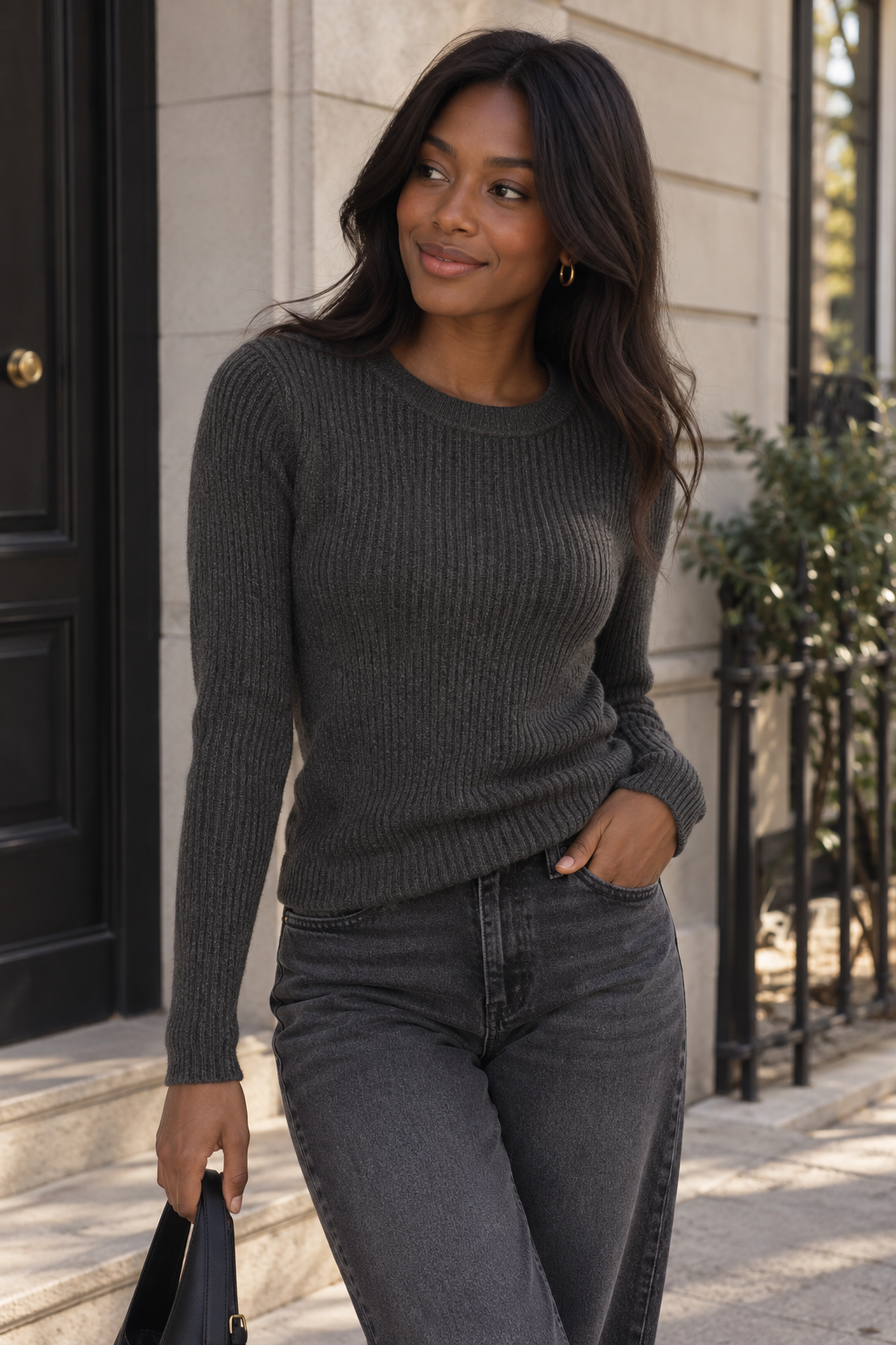 Round Neck Ribbed Jumper