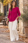 Braided Cable Curved Hem