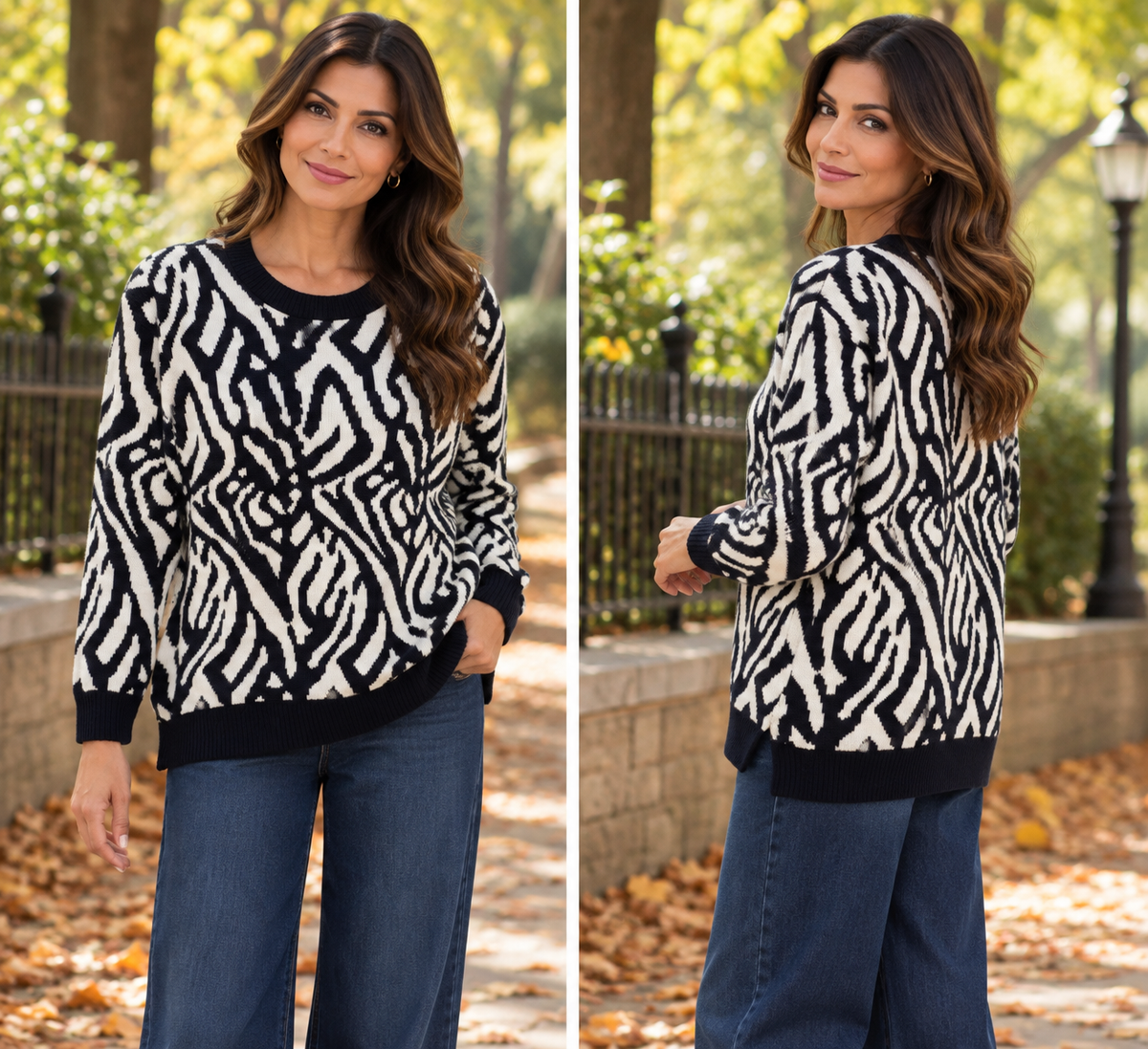 Abstract Zebra Pattern Jumper