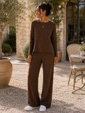 Ribbed Casual Pants + Round Neck Jumper Coord