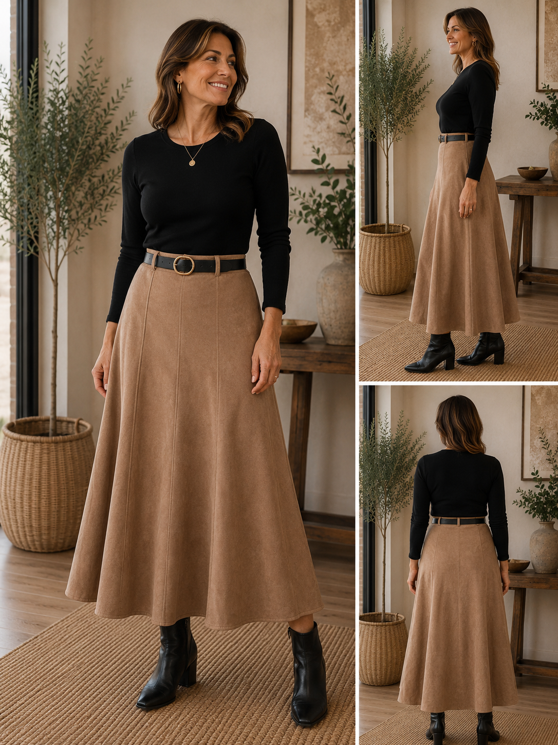 Faux Suede A-Line Skirt