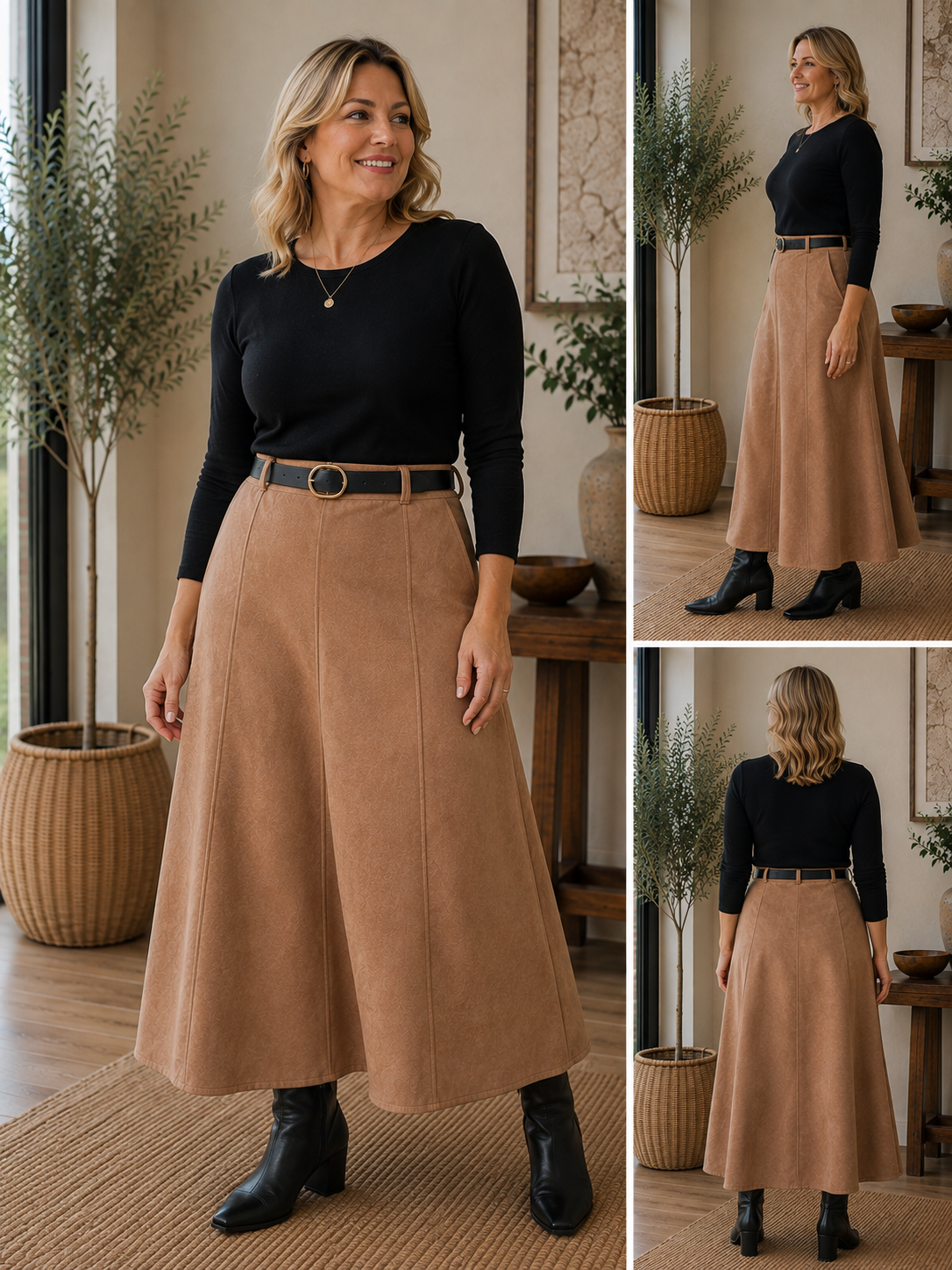 Faux Suede A-Line Skirt