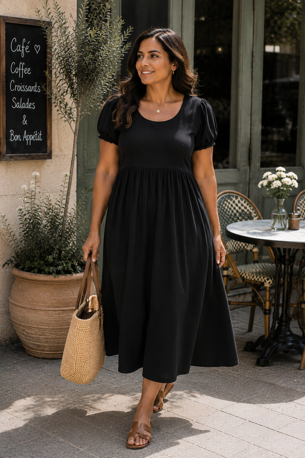 NEW IN! Cotton Puff Sleeve Midi Dress