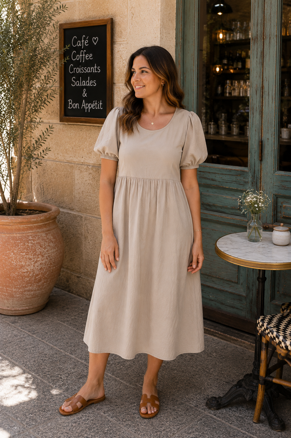 NEW IN! Cotton Puff Sleeve Midi Dress