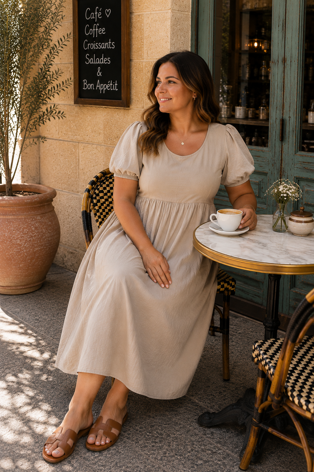 NEW IN! Cotton Puff Sleeve Midi Dress