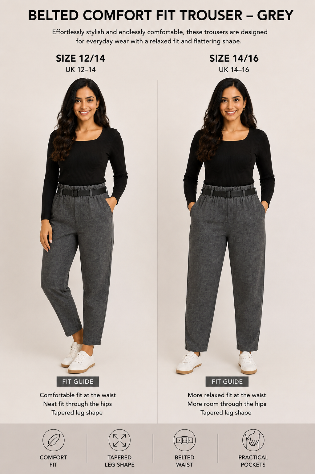 Belted Comfort Fit Trouser