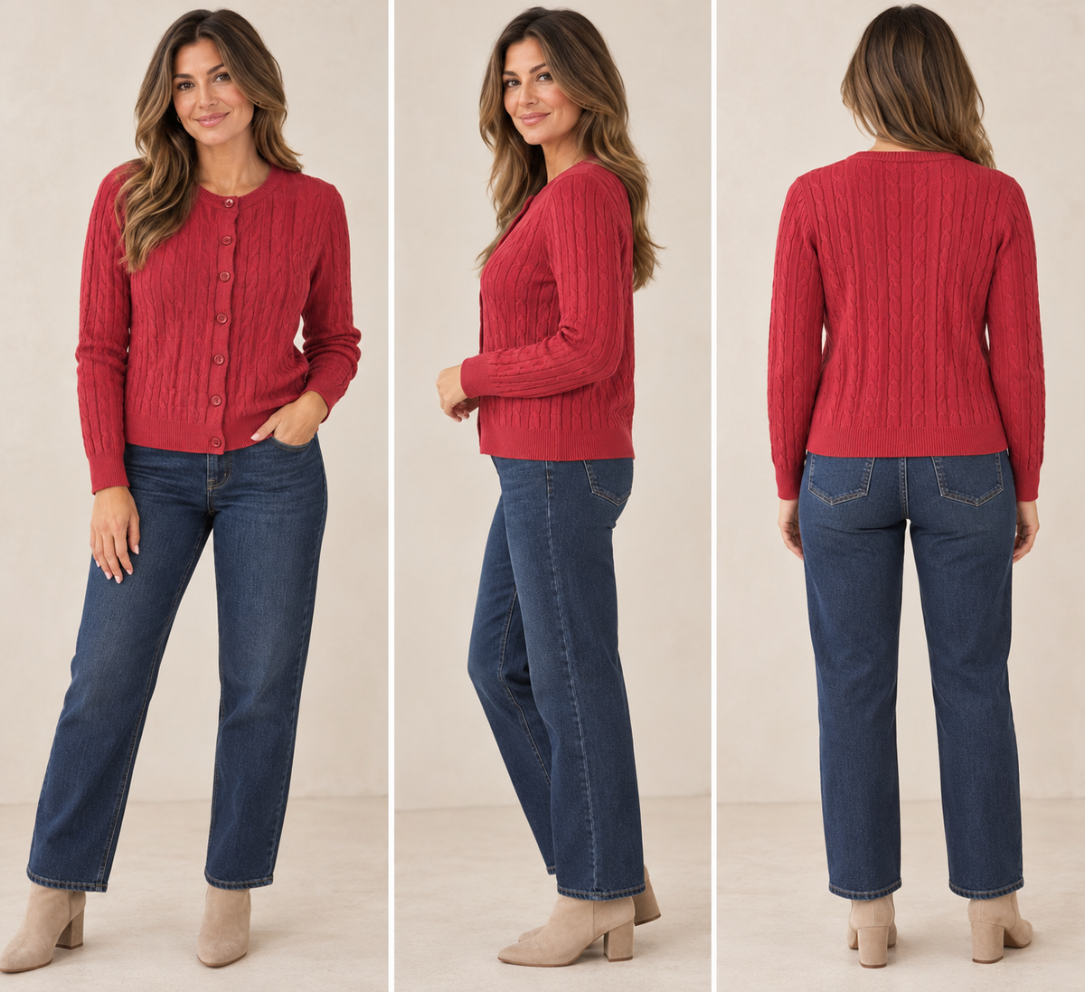 Fine Cable Knit Cardigan