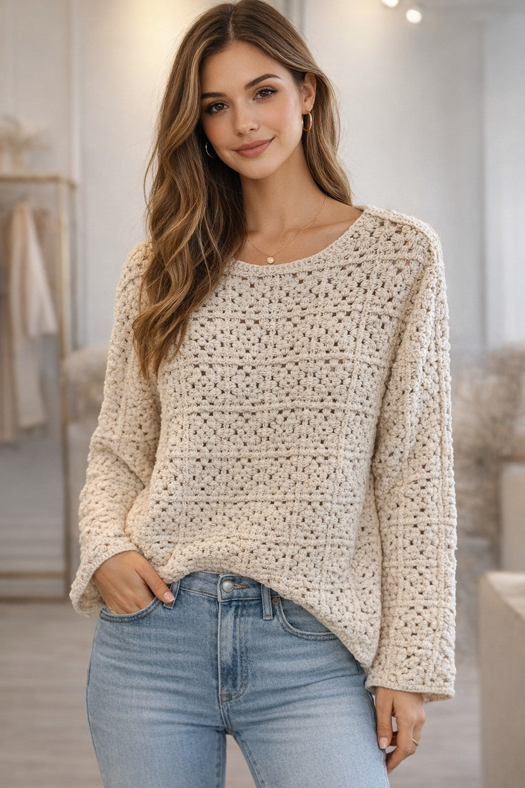 Knitted Crochet Jumper