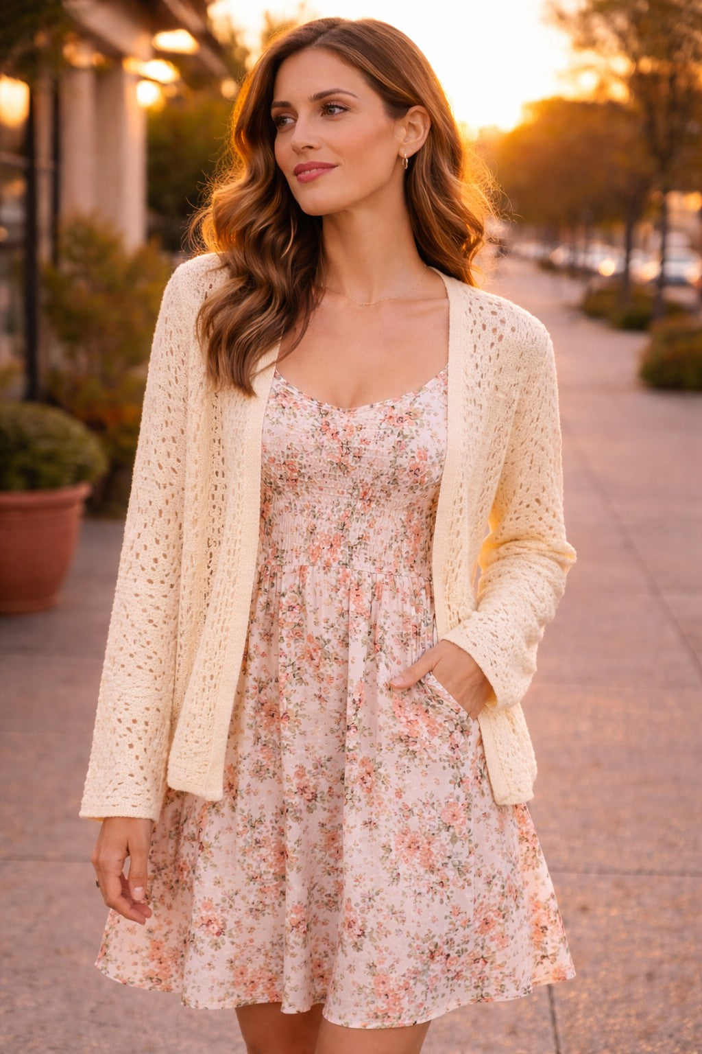 Knitted Open Crochet Cardigan