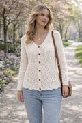 Mesh Knitted Button Up Cardigan
