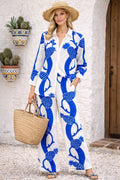 Placed Print Trouser Blouse Coord Set