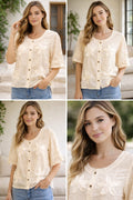Round Neck Flower Pattern Blouse