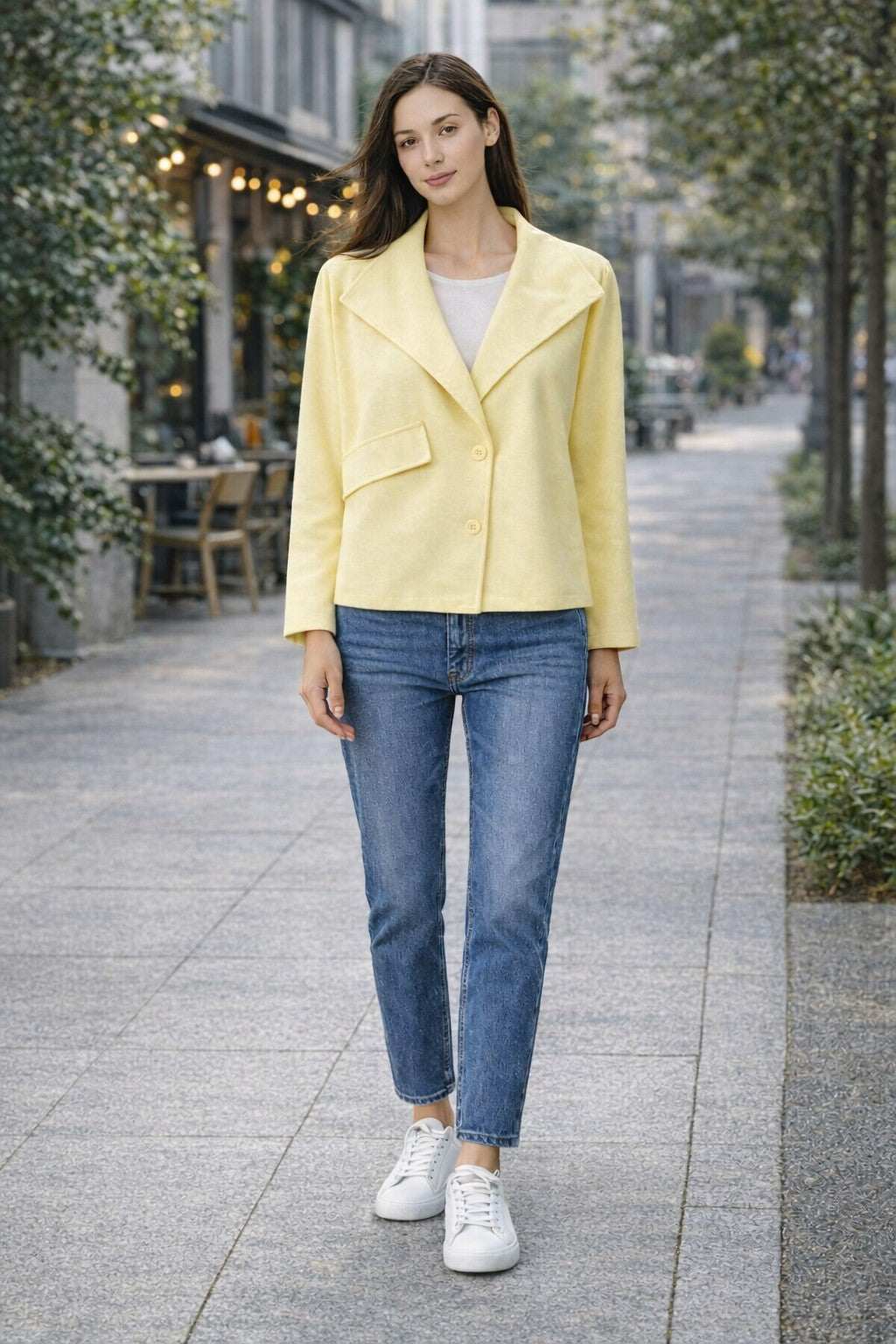 Slant Collar Button Jacket