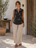 Sleeveless Paisley Pattern Blouse