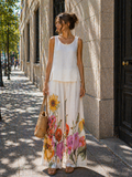 Bold Flower Pattern/ Sleeveless Top  Coord