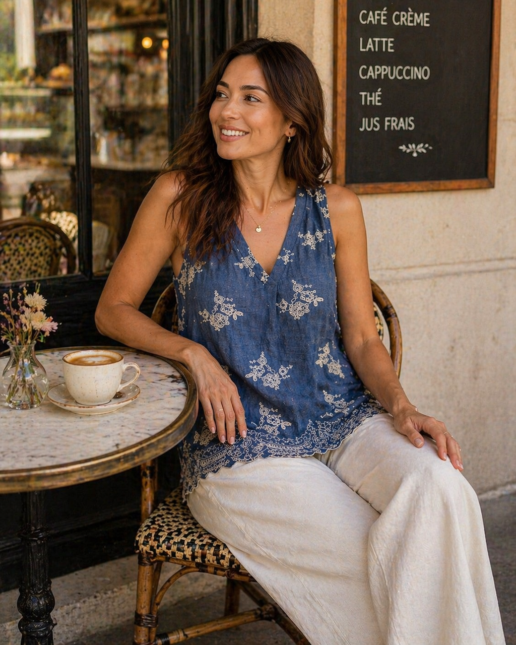 Sleeveless Embroidery Vest Top