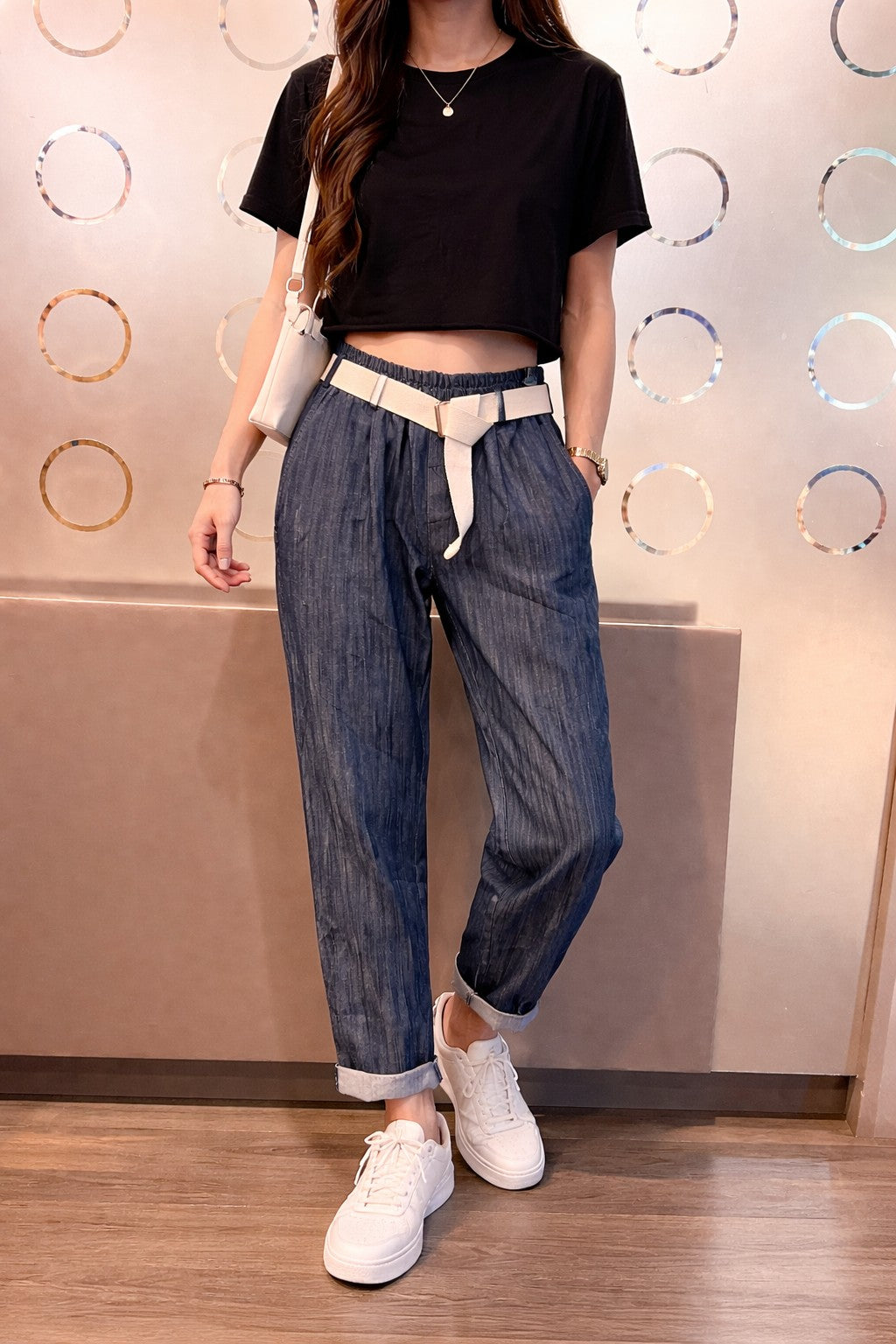 Denim Look Trouser with Belt
