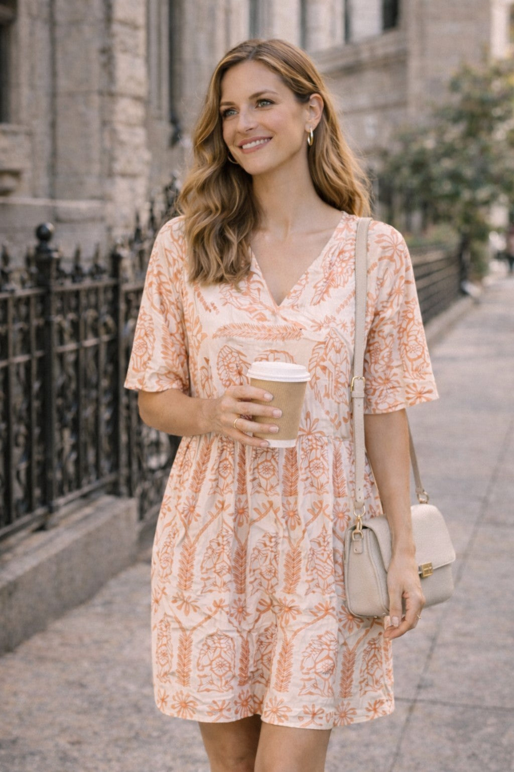 Aztec Patterned V-neck Dress