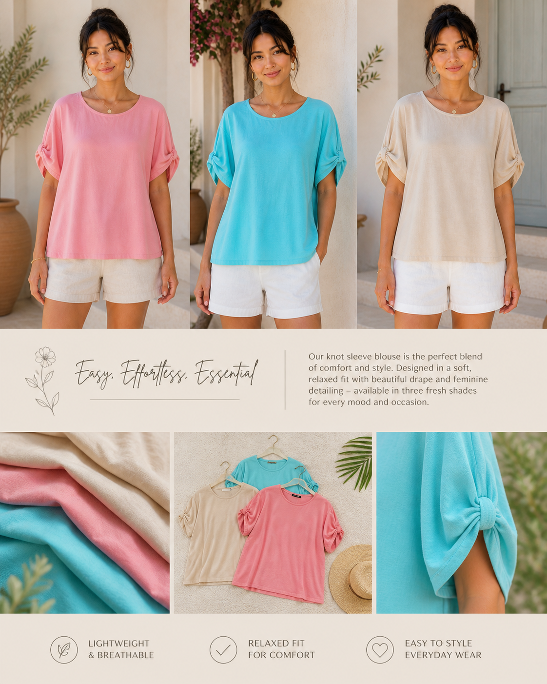 Open Knot Sleeve Blouse