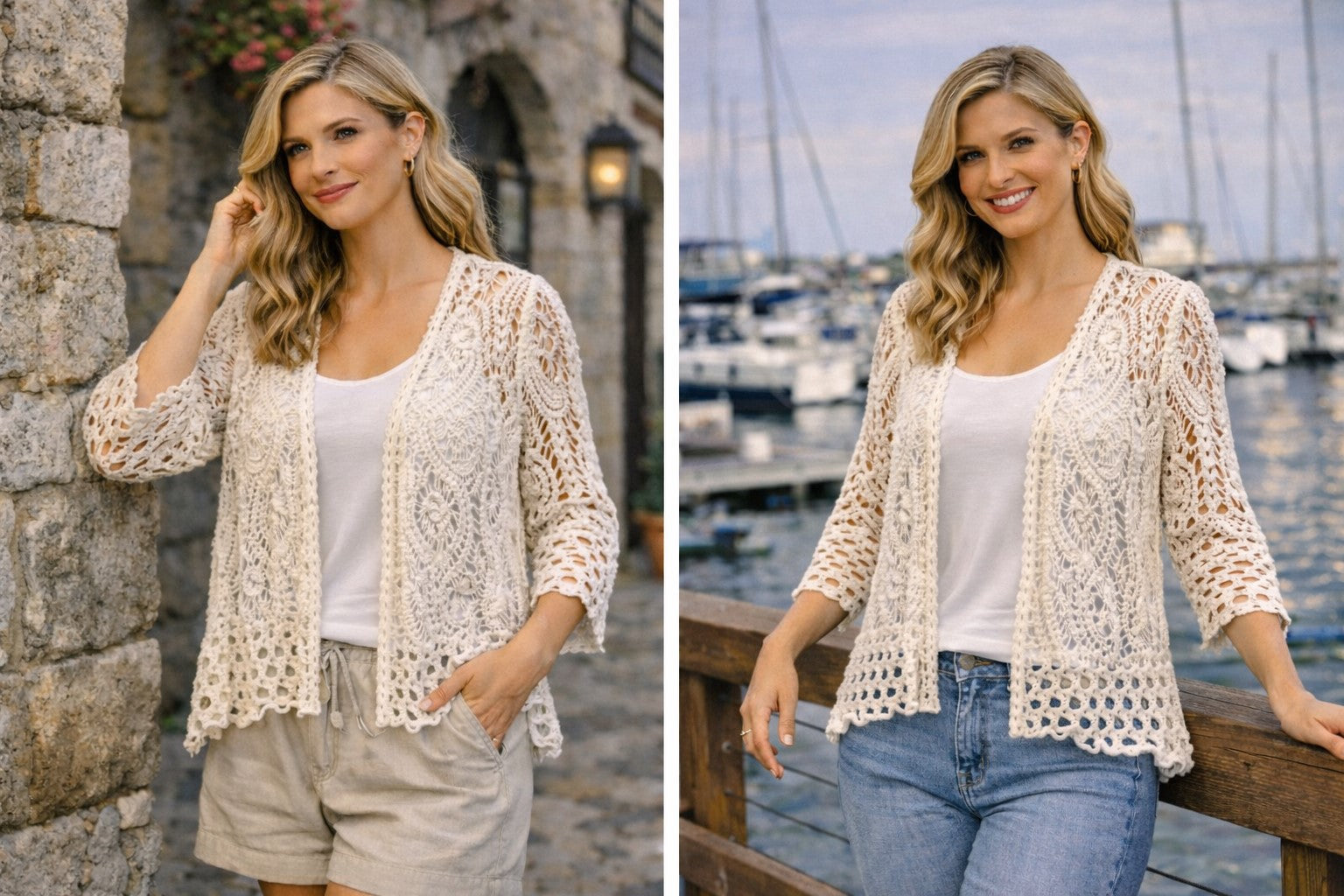 V Neck Crochet Cardigan